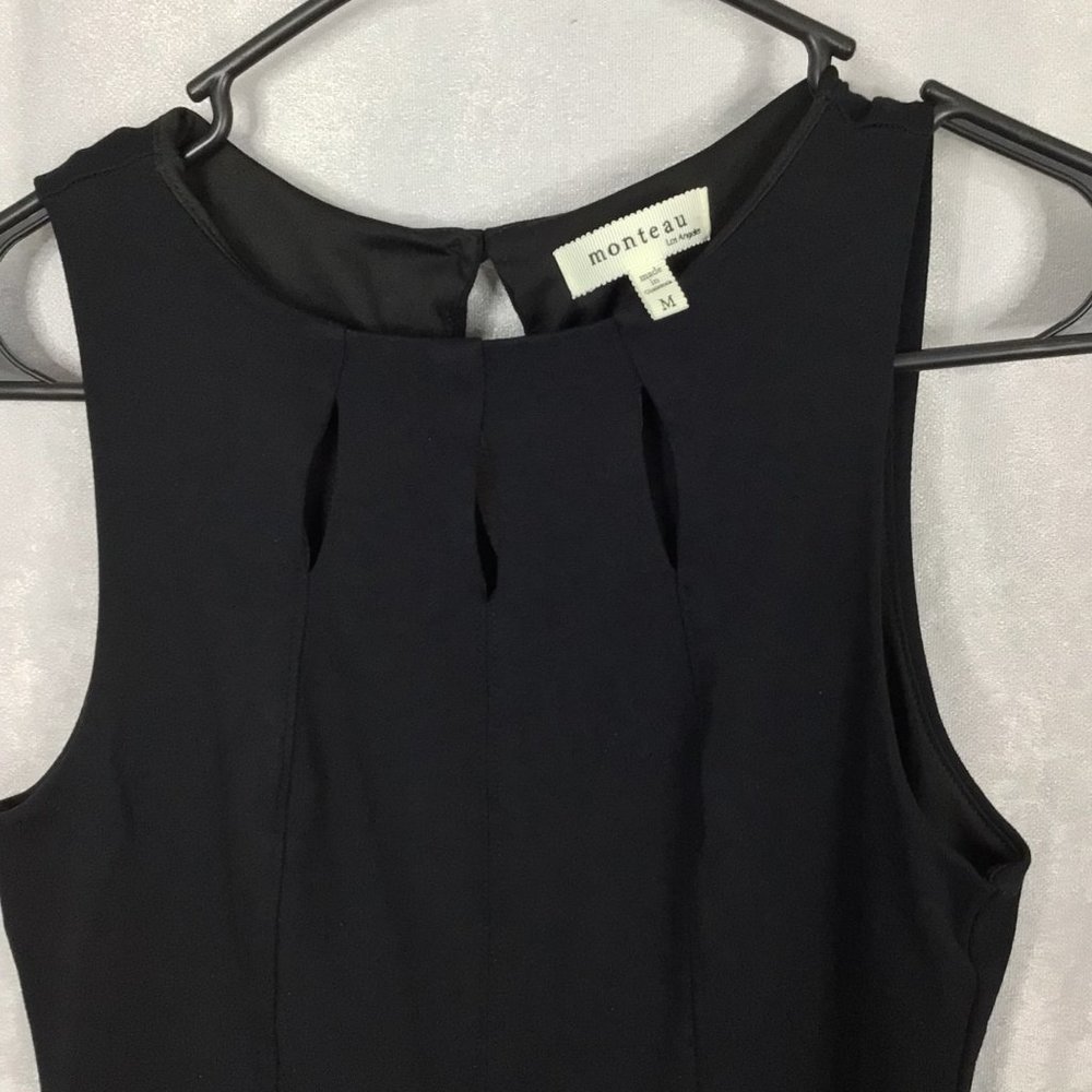 Monteau Los Angeles Sleeveless Mini Dress Keyhole Back/Front Black Medium